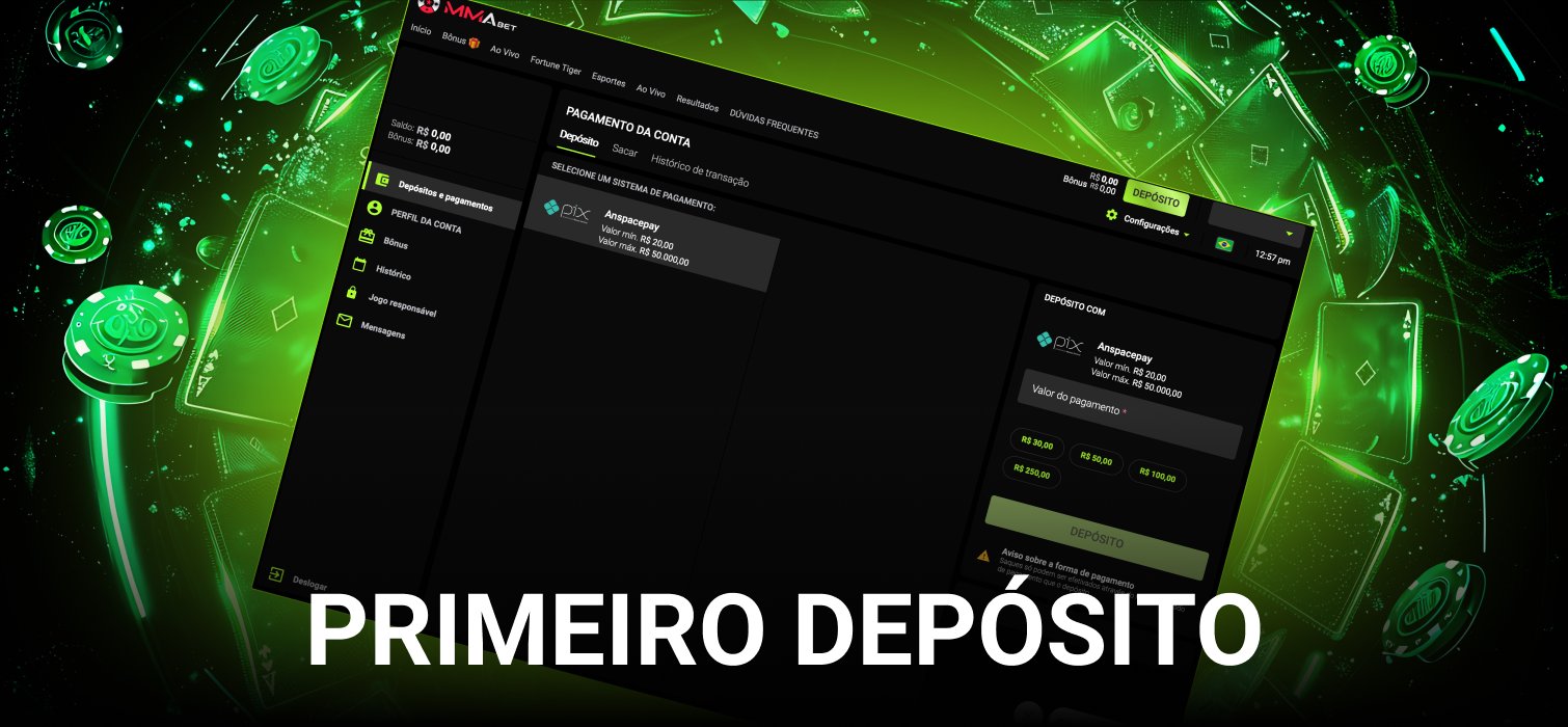 como fazer um primeiro depósito