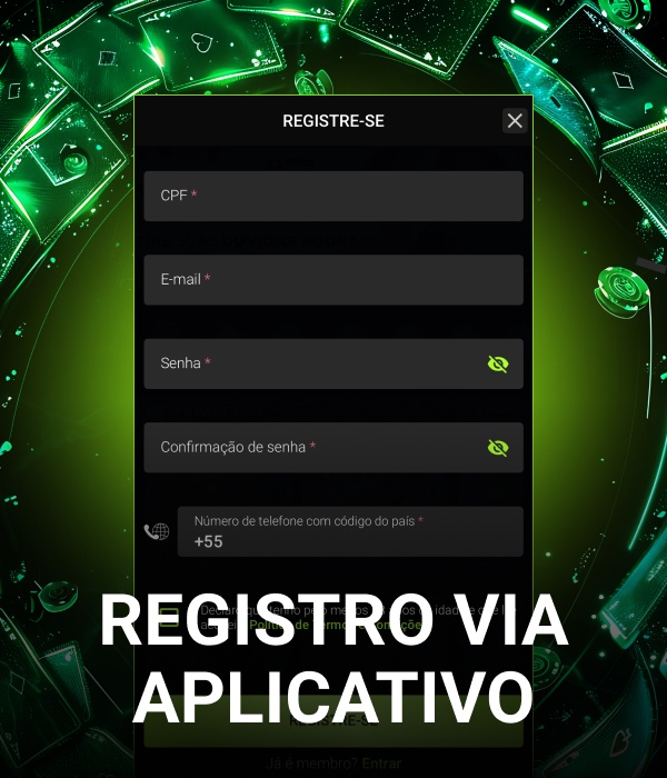 registro por meio do aplicativo